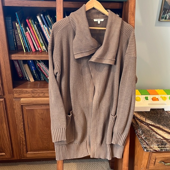 Splendid size medium, dark tan open cardigan - Picture 1 of 4